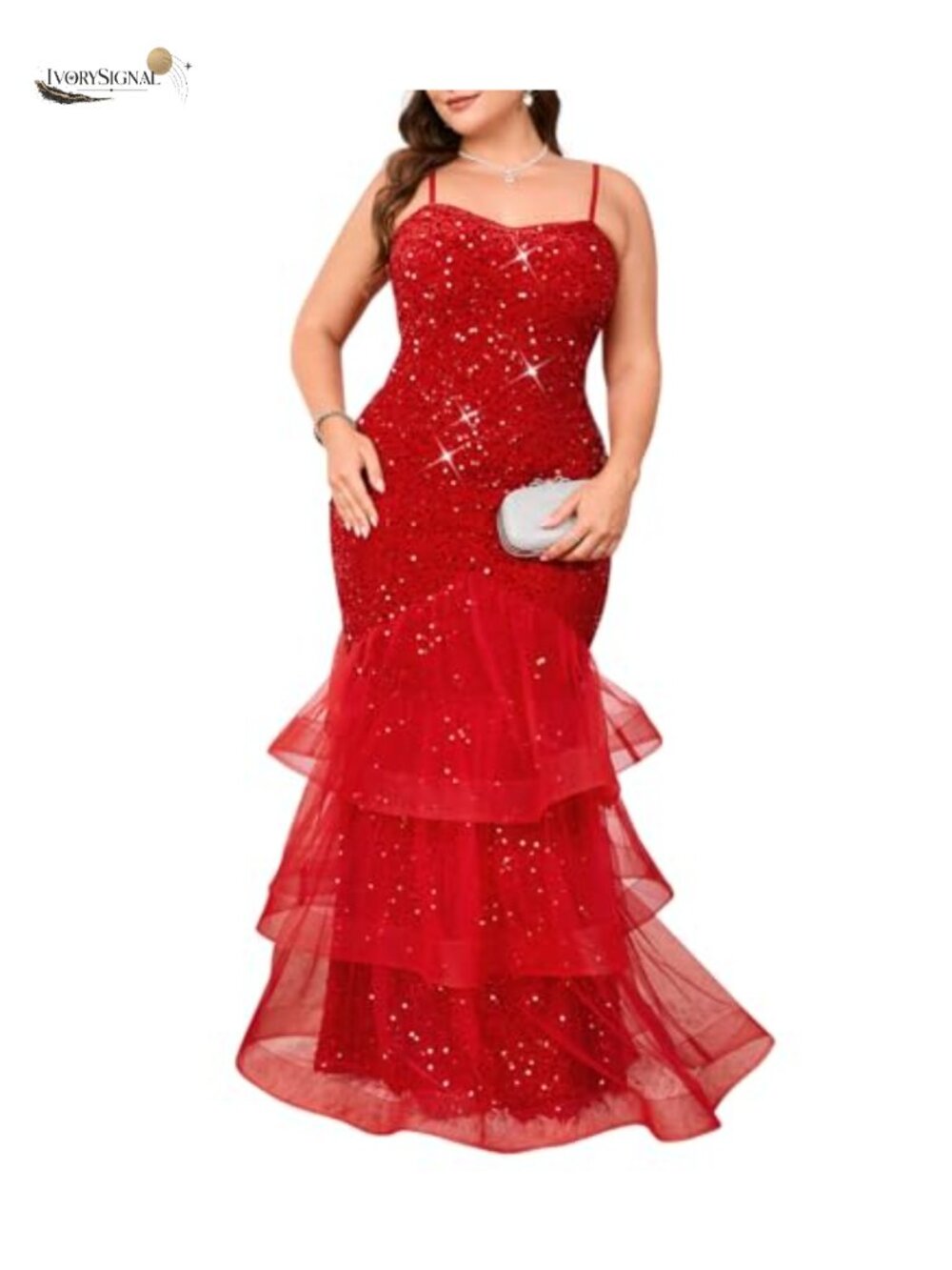 Sequin Mesh Sleeveless Bodycon Mermaid Maxi Dress Plus Size Formal Gown